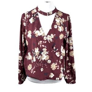 Rue21, Floral Sheer Top, with Sexy Neck Detail, Size L